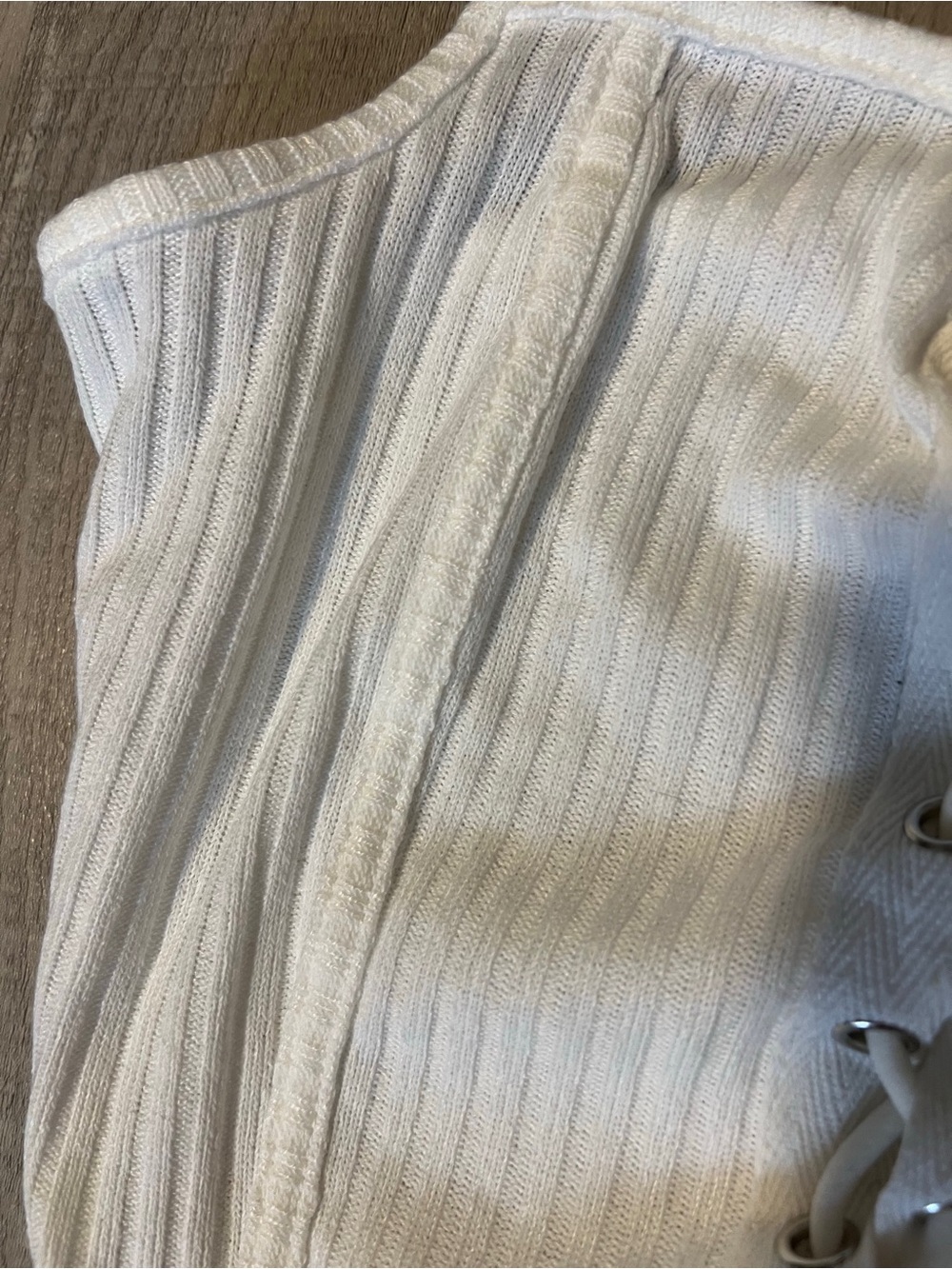 White Lace-Up Ribbed Cami Top - Picture 3 of 3